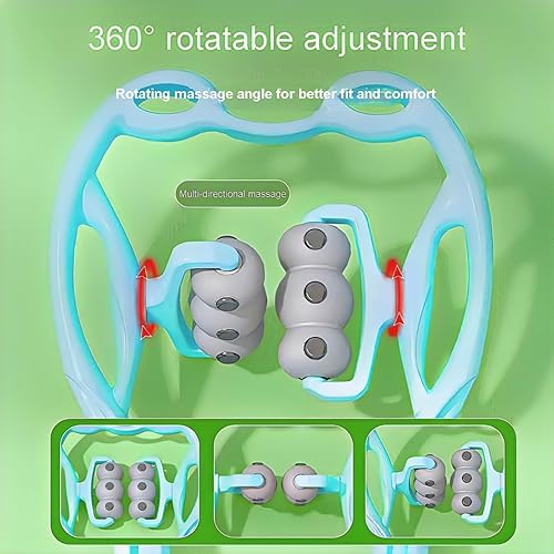 Miniatura 4 de Masajeador cervical manual de cuello, con 6 ruedas y 12 imanes, se puede utilizar para masajear la columna cervical, la cintura y las piernas,