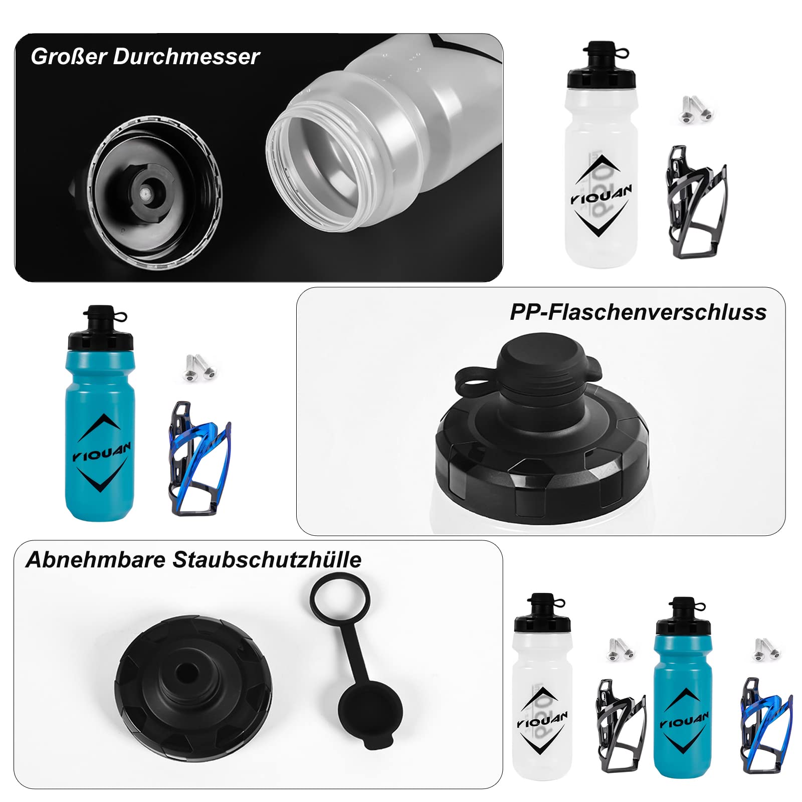 Porte Gourde Velo Avec 650ML Bidon Velo Sans BPA,Démonte-Pneu,V S,Outil