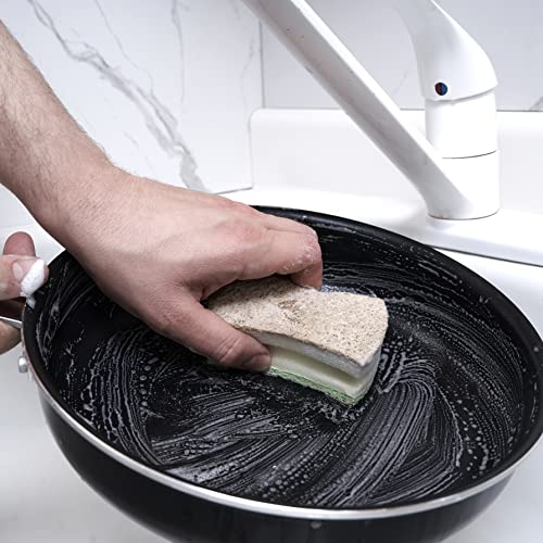 Image of Superio Non-Scratch Natural Sisal Cellulose Scrub Sponge Eco-Friendly Sisal Scouring Sponge with Comfortable Grip, Good for Non-Stick Cookware, Kitchen Scrubbing, Sink Scrubber (Pack of 6)