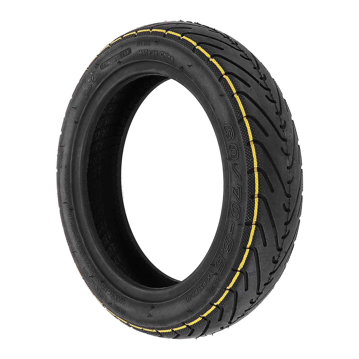 Pneumatico Tubeless con valvola 60/70, da 6,5 cm, per scooter elettrico Segway Ninebot G30 Max, ammortizzante e antiscivolo, senza camera d’aria, lato posteriore anteriore, in set 2 pezzi