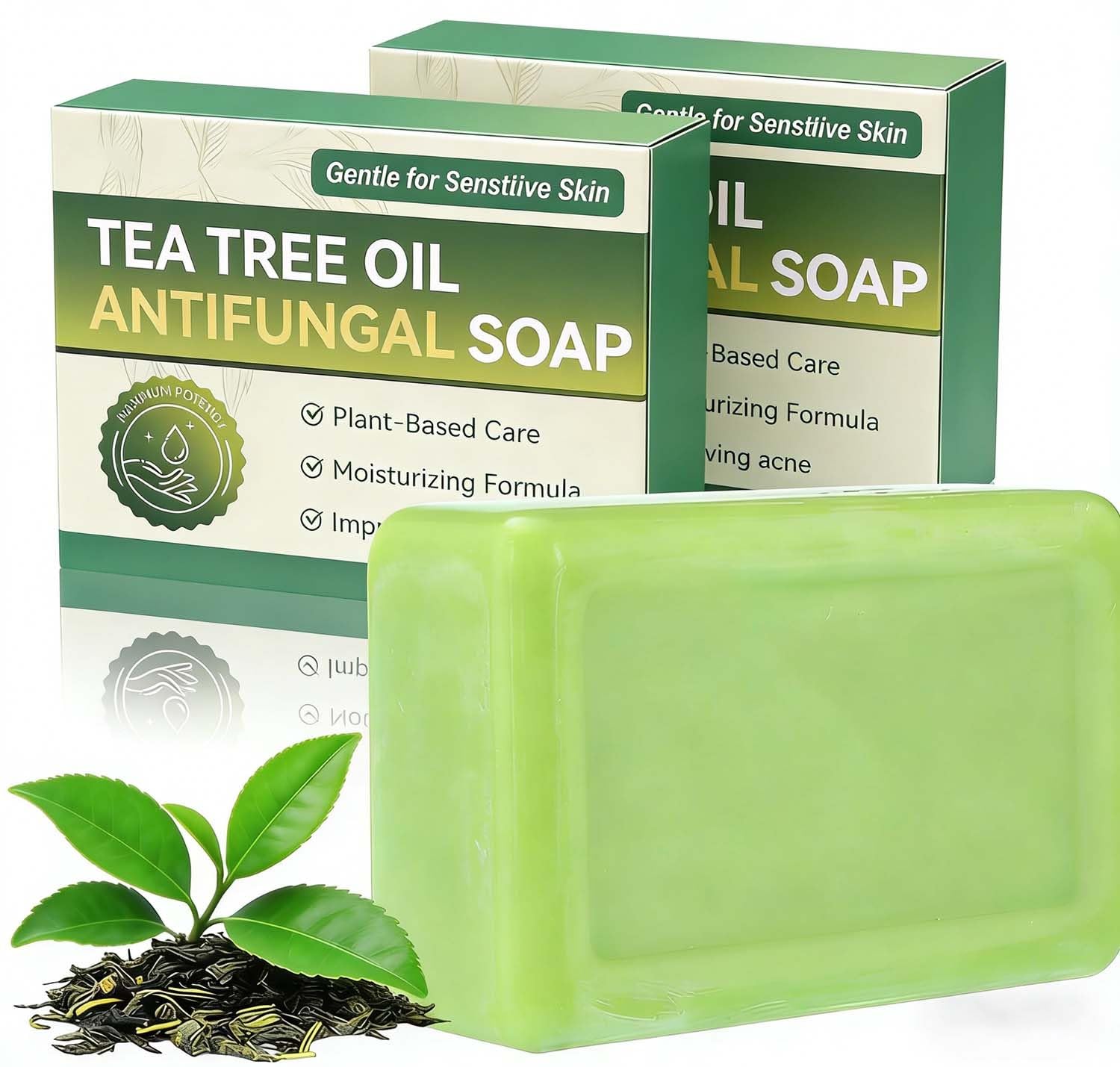 Sapone Antifungino, Nuovi Saponi Delicati E Naturali All'albero Del Tè, Saponette Da Bagno Biologiche for Viso E Corpo, Pulizia Profonda, Controllo Dell'olio, Bagnoschiuma Lenitivo Idratante