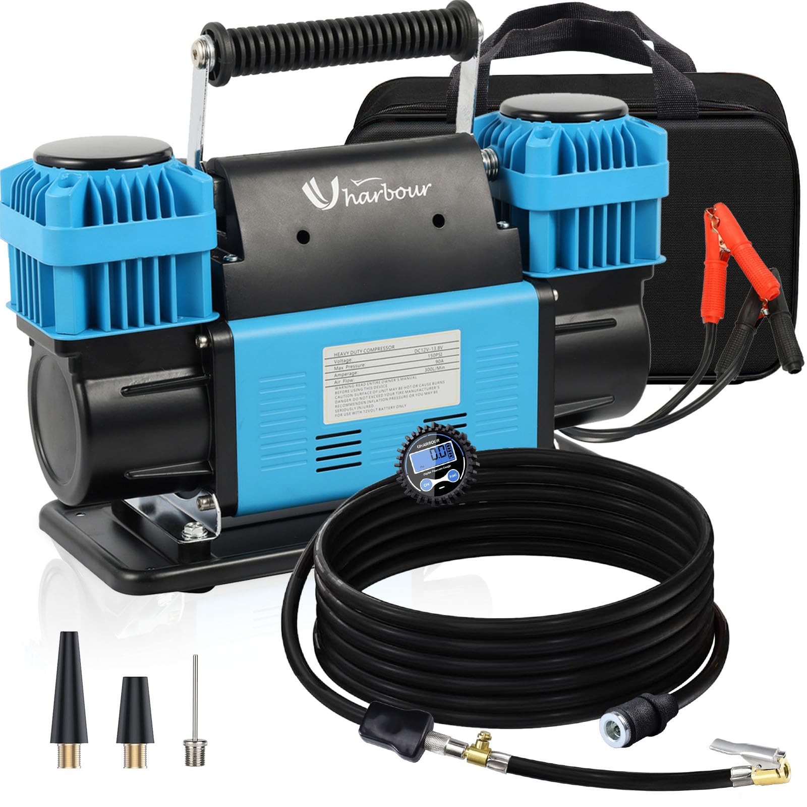 12V Offroad Air Compressor Dual Air Compressor with Digital Pressure Gauge, 12 Volt Off Road Heavy Duty, comes with Carrying Bag