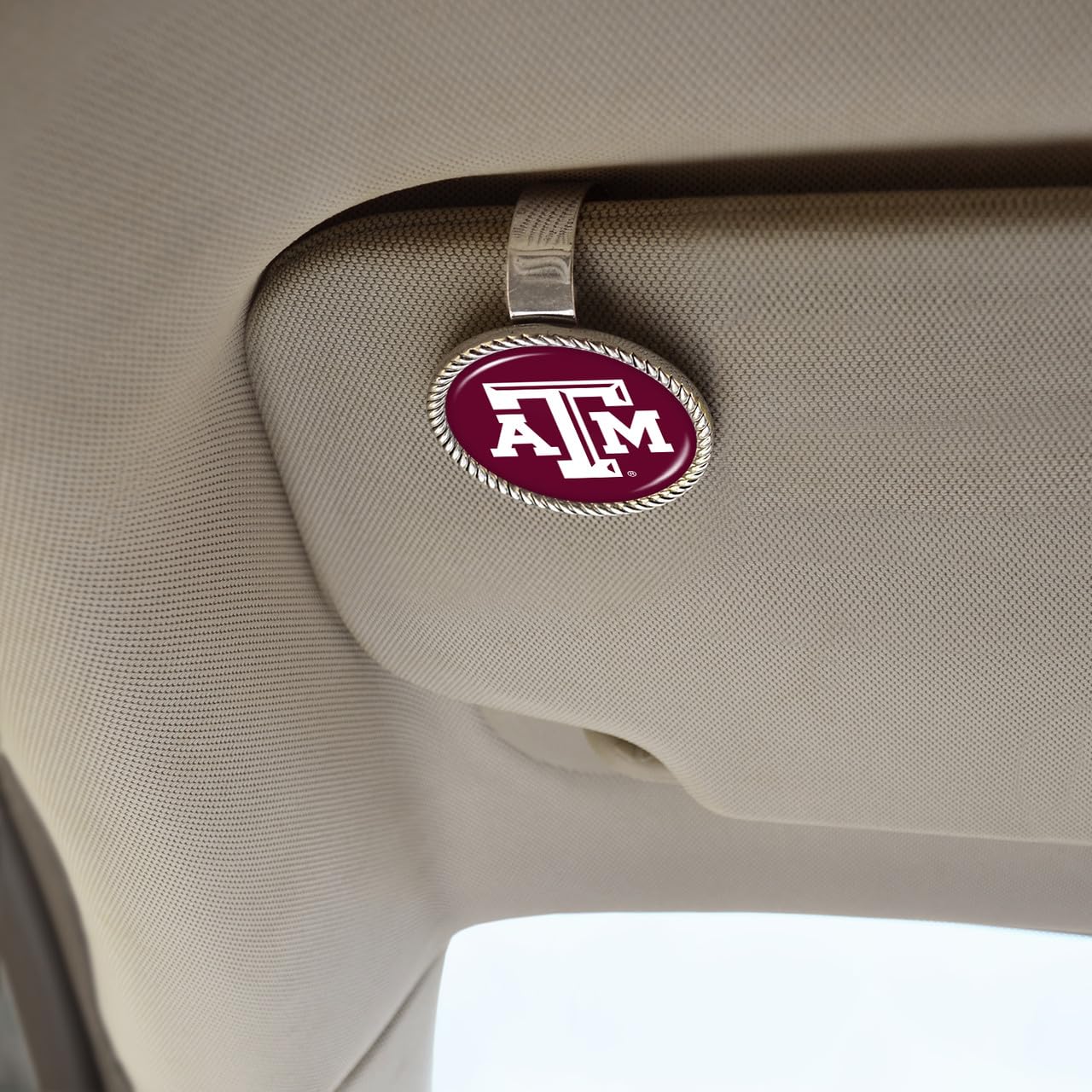 From the Heart Texas A&M Aggies Circle Visor Clip Licensed Car Truck Vehicle Accessory TAMU, Silver