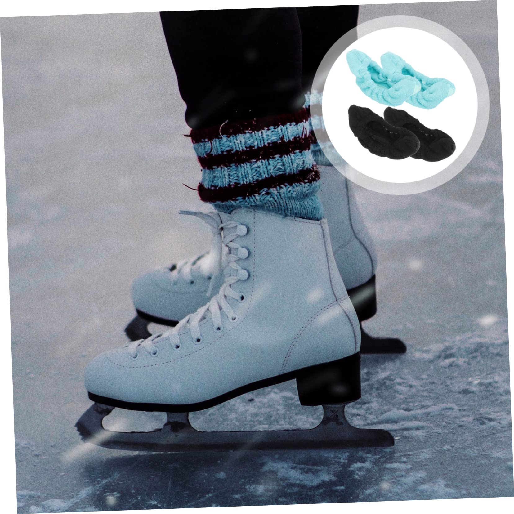 ibasenice Cubiertas De Cuchillas para De Hielo De Microfibra De Antideslizantes para Zapatos De Patinaje Artístico Y Hockey S Negro Azul