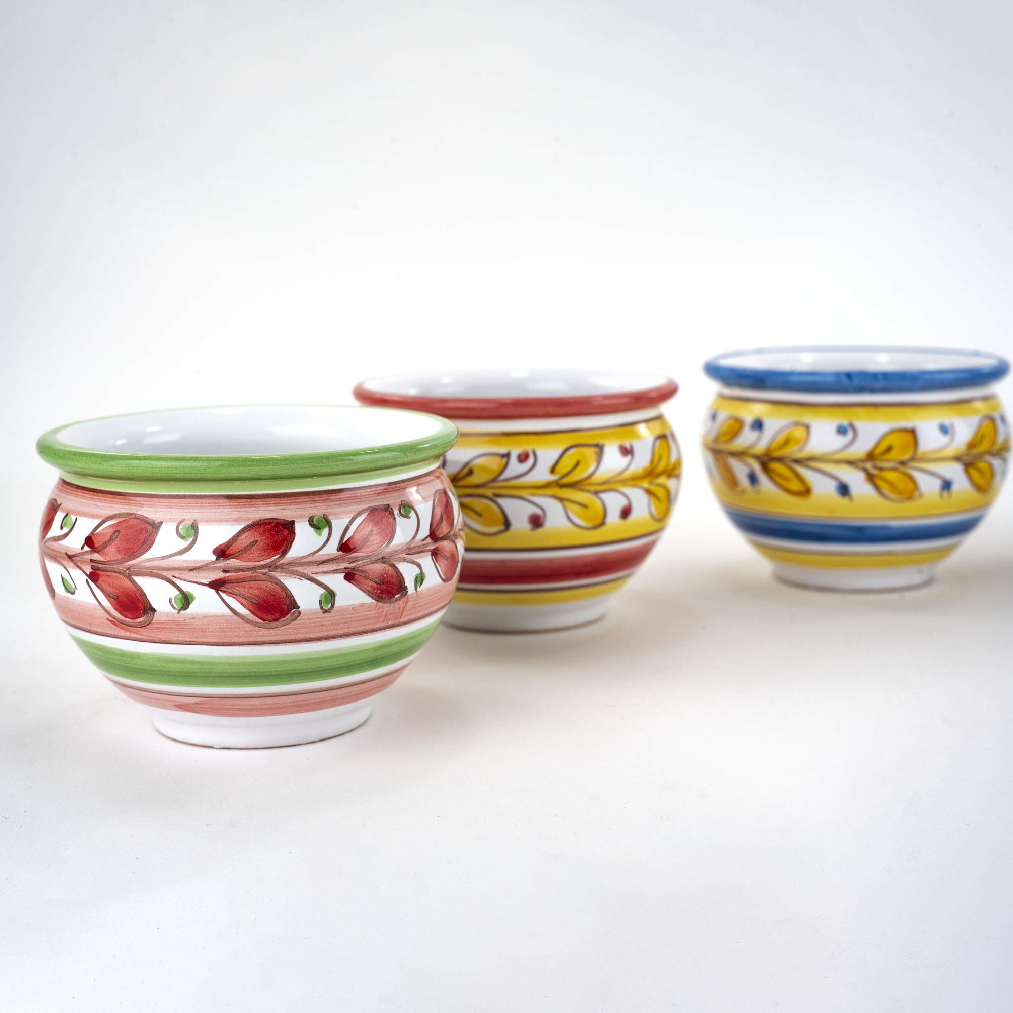 CEAR ceramiche - Set 5 vasetti siciliani in Ceramica di Caltagirone Fatto a Mano