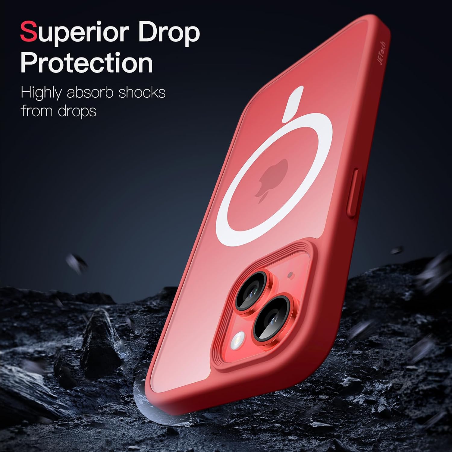 JETech Magnetic Matte Case for iPhone 14 Plus, Red image 5
