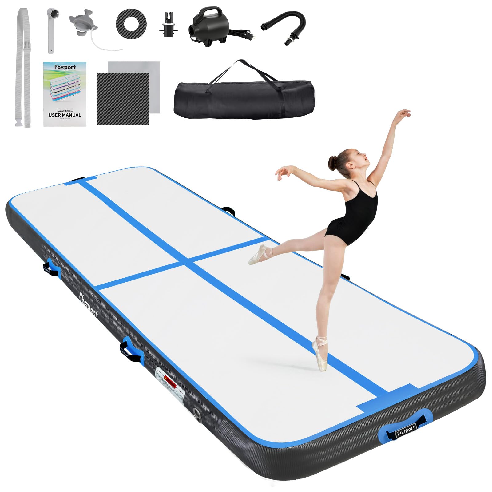 Tapis De Tumbling Gonflable 600x100x20 Cm - Gymnastique, Max 1000 Kg, Avec Pompe, Neuf