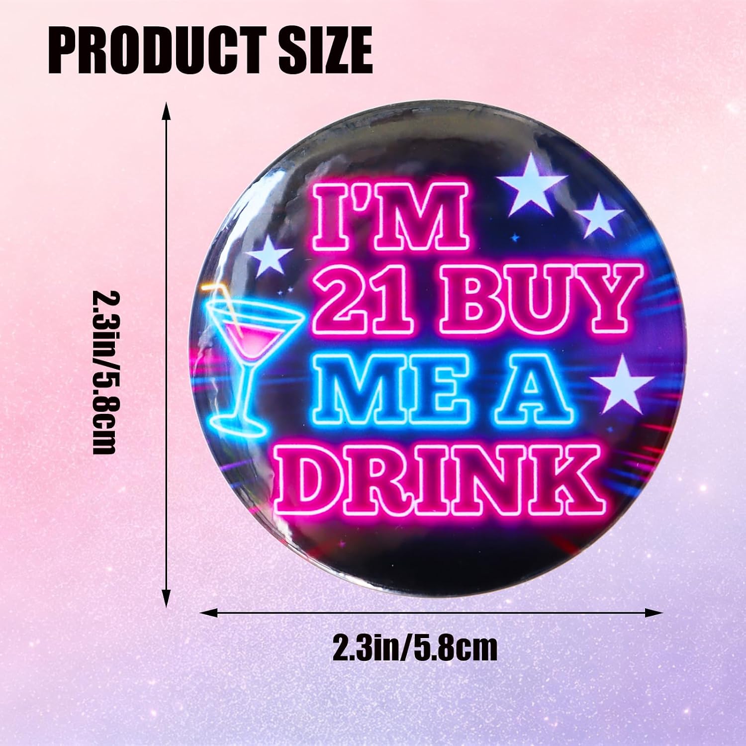 I'm 21 Buy Me A Drink Button Pins, 2.3in Birthday Badge for Men Women, Funny 21st Birthday Gifts, 21st Birthday Party Favors Decorations, 21 Year Old Birthday Accessory for 21st Birthday Celebration image 4