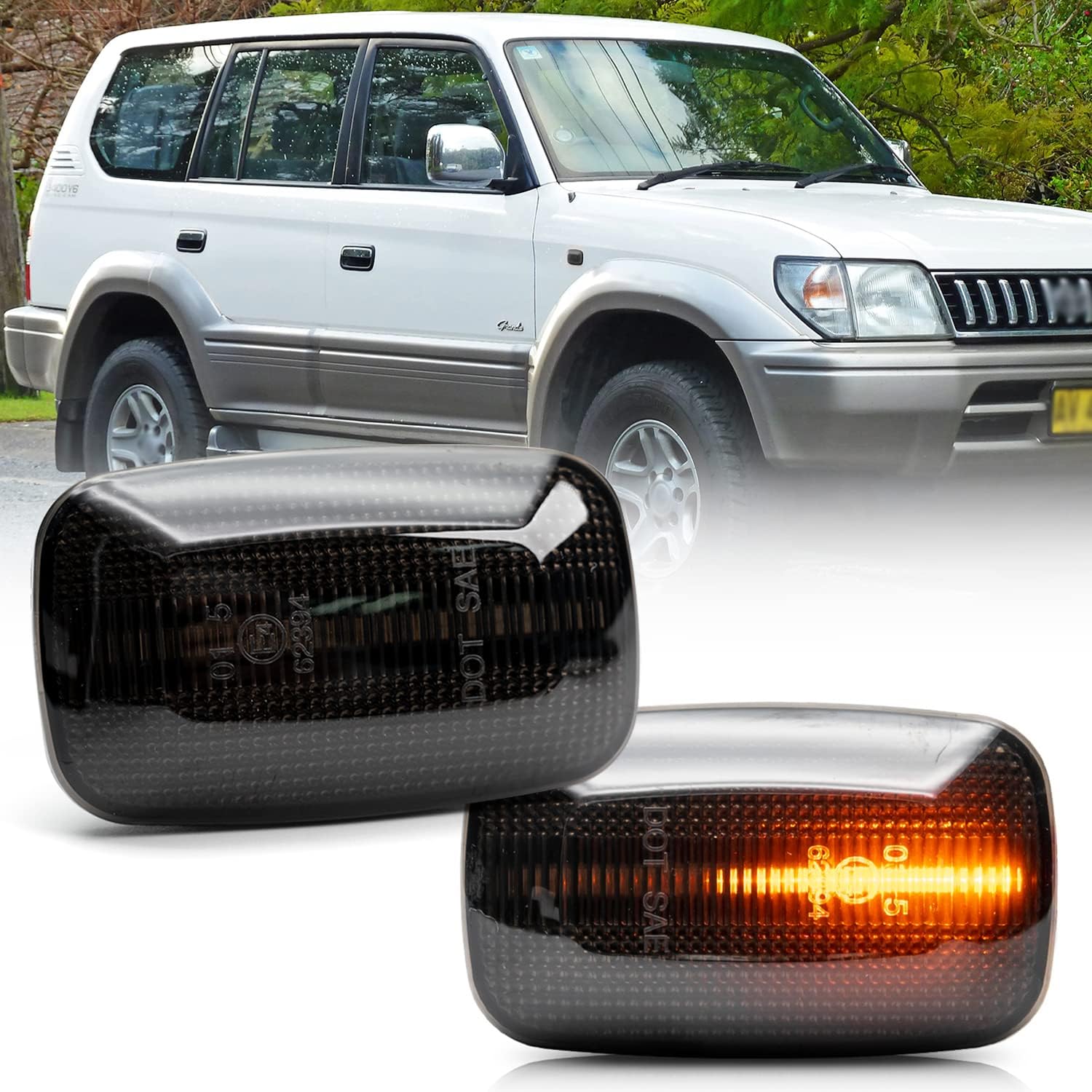 NSLUMOSequential Amber LED Side Marker Lights for 1998-2007 Land Cruiser 100 Series Prado 90 Series, Front Fender Led Turn Signal Indicator Blinker Lamps OEM Replacement