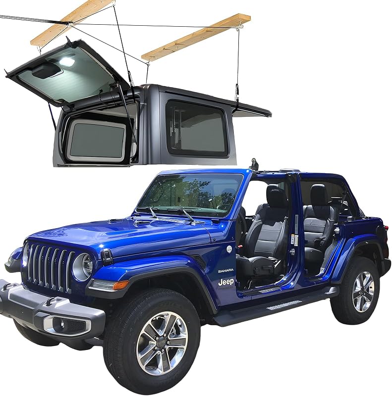 Elevador para remoção de capota rígida RackWizard para Jeep Wrangler e Ford Bronco – Suporta tetos de até 4,88 m