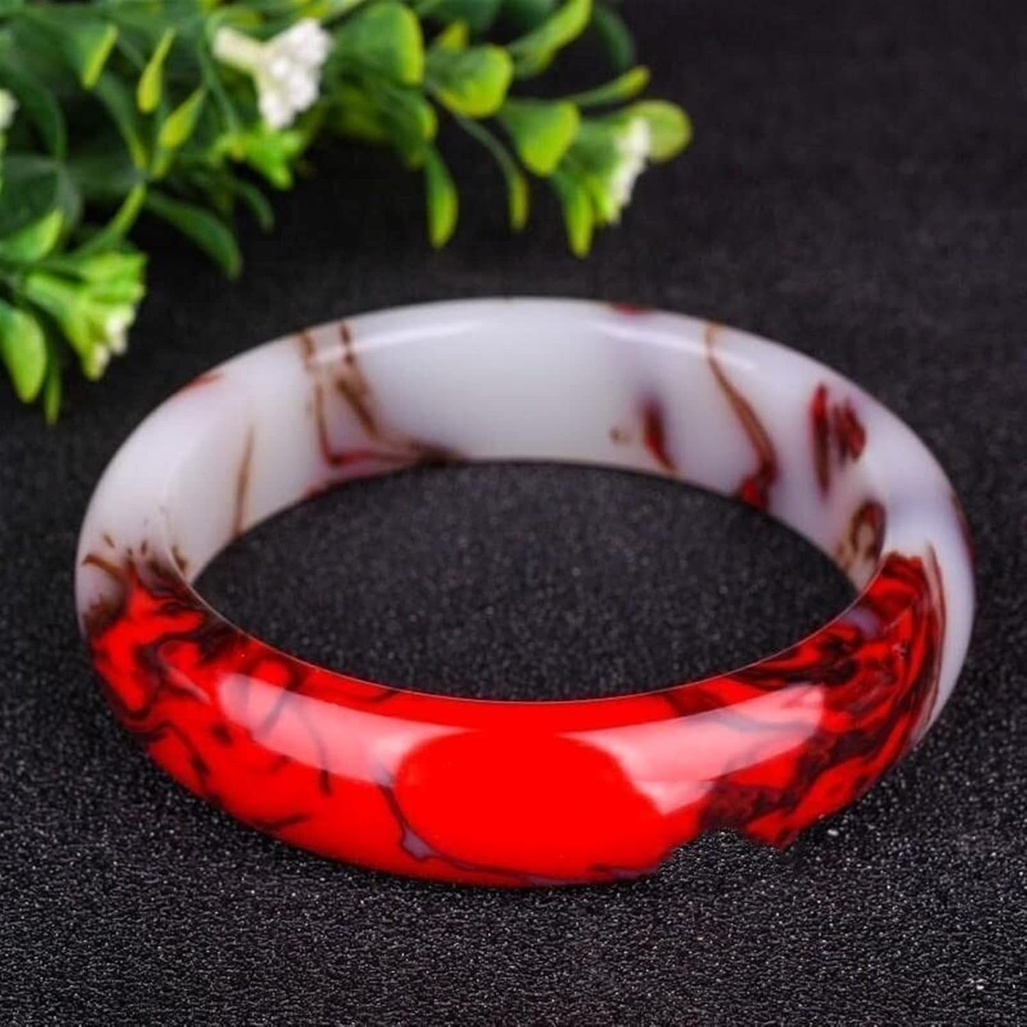 Natural Chicken Blood Jade Bangle Bracelet for Women, Protection Gemstone Brings Good Luck and Fortune Jewelry Gift for Wife (Size : 56mm)