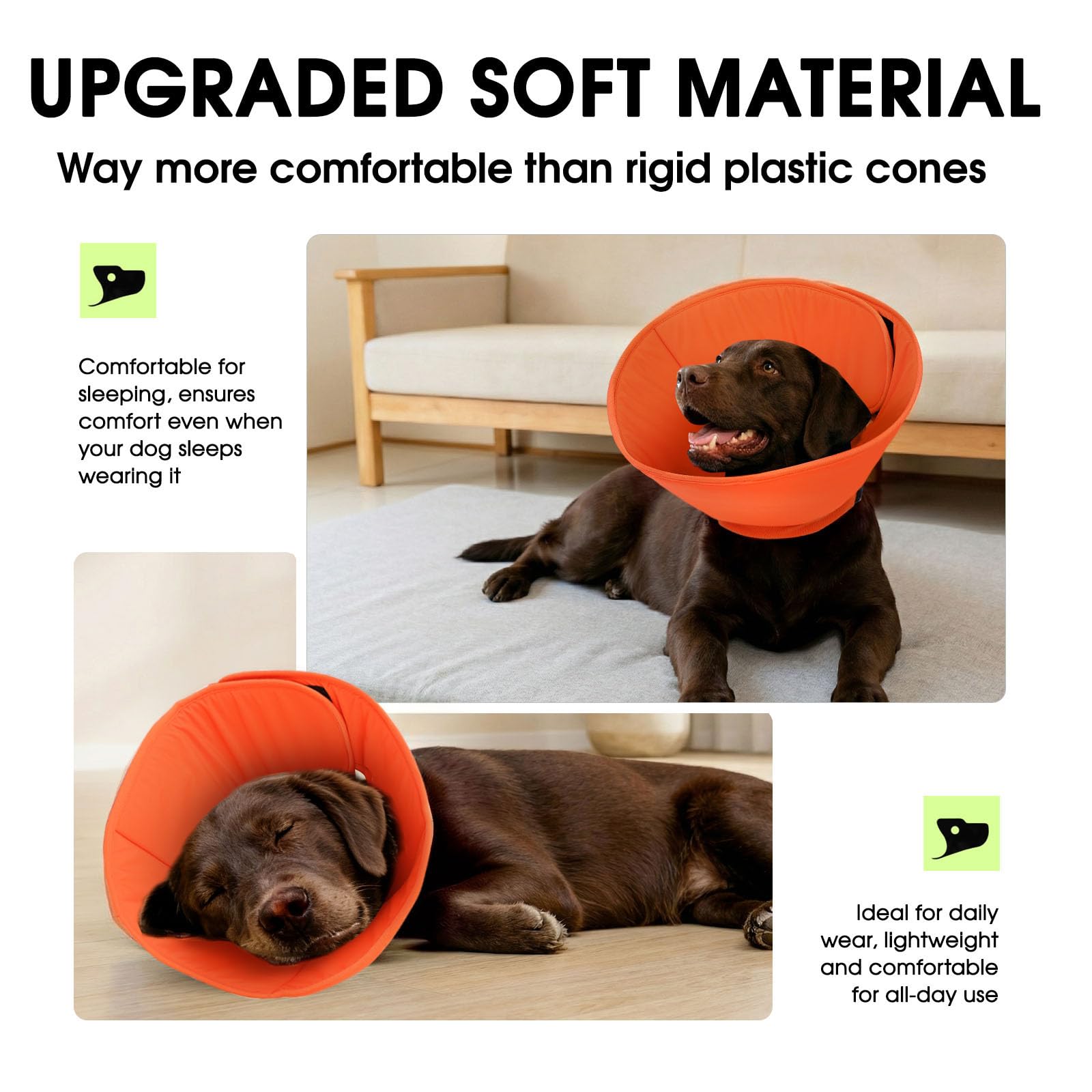 SUNFURA Cônes réglables pour chiens - Cône souple pour arrêter de lécher - Alternative au collier pour petits chiens, collier de récupération pour animal domestique après une chirurgie avec boucle à