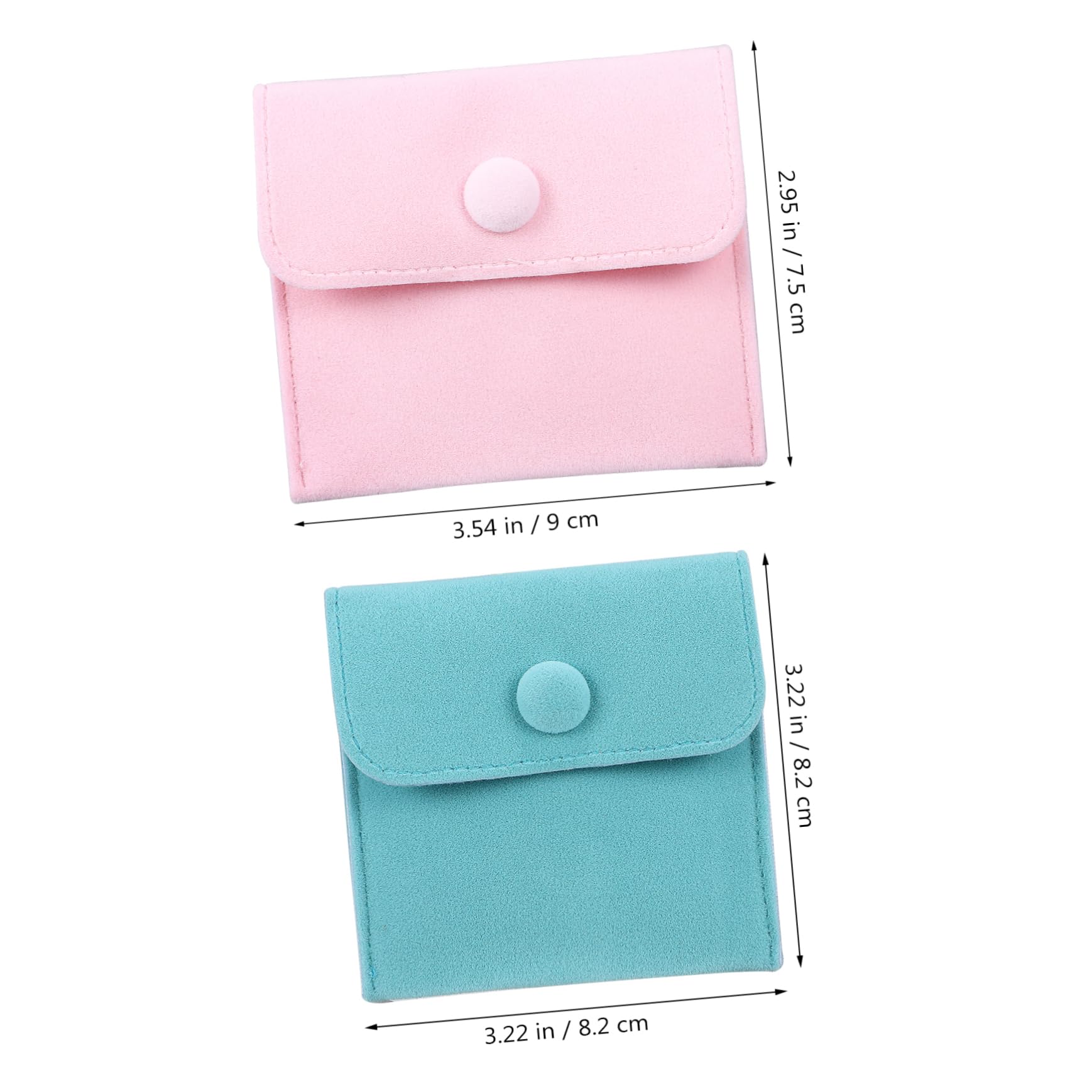 GLSTOY 4pcs Flannel Jewelry Pouches with Snap Button Compact Organizer for Necklaces Earrings Bracelets Soft Storage Bags Travel Friendly