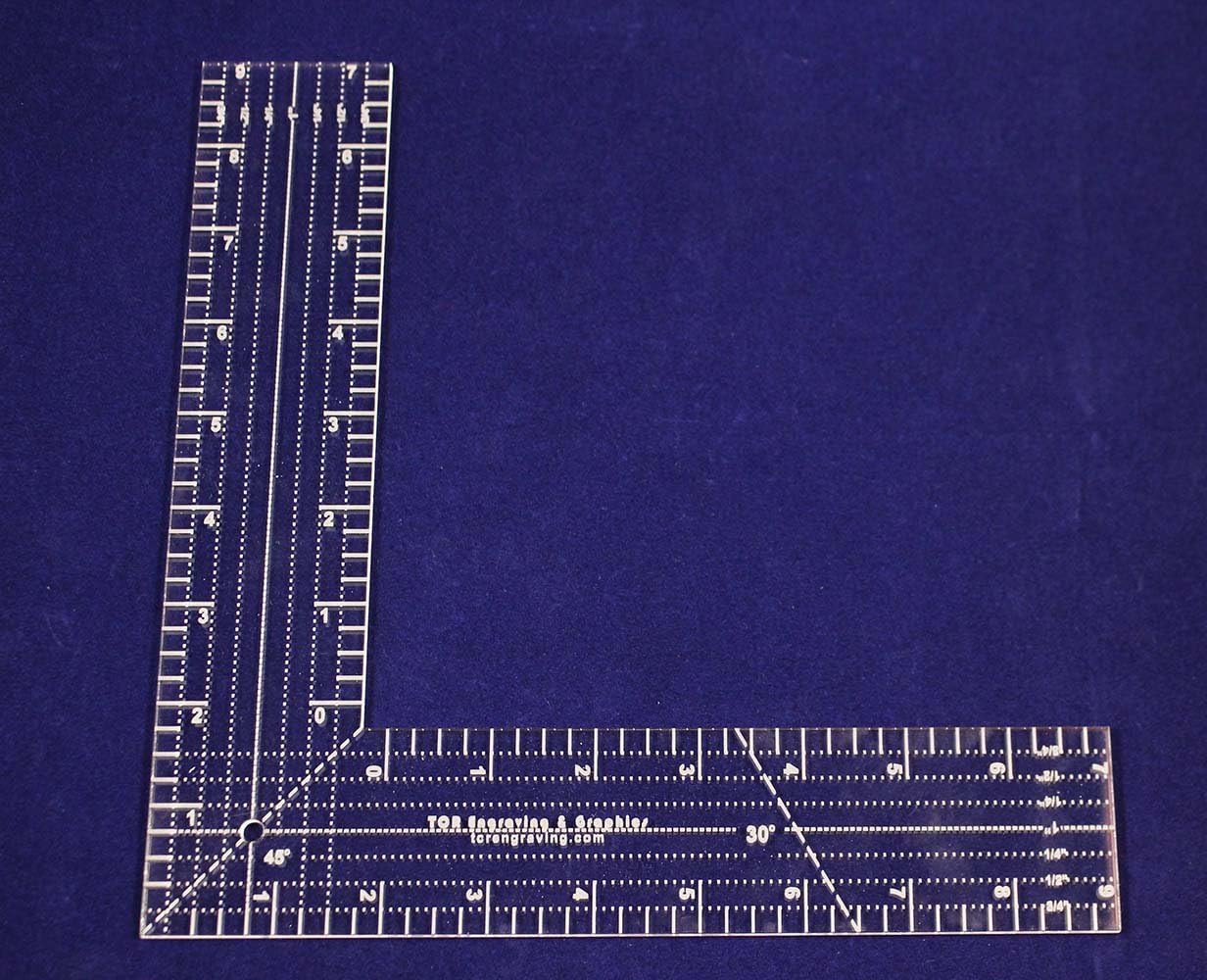 9 Inch L-Shaped Ruler. Acrylic 1/8 Inch Thick. Quilting/Sewing - Acrylic