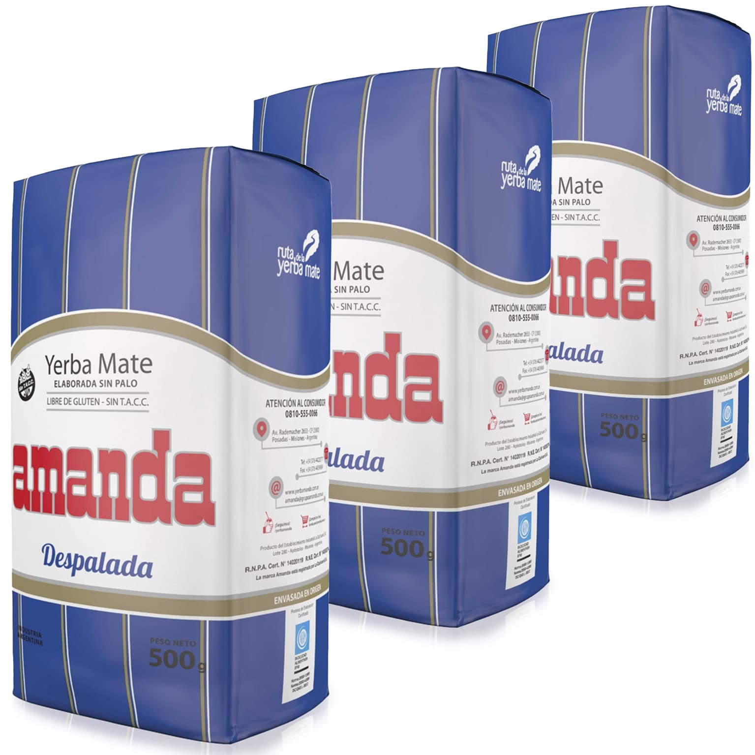 Amanda Yerba Mate Tee Despalada 1.5 kg + Geschenk Probe (40g) |Reich an Vitaminen und Antioxidantien | Wachmacher Tee mit Koffein | Stoffwechsel beschleunigt | Argentinien