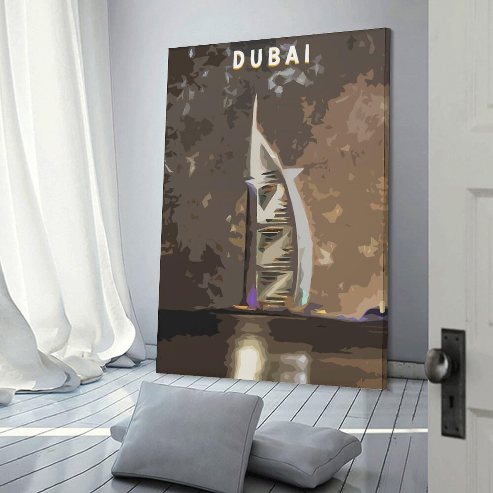 Junmoney Frame-Style-2 Burj Al Arab Dubai Poster Decorative Wall Artwork, 16X24inch(40X60cm), For Study, Office Or Focused Interiors, A Smart Decor Choice For Study Walls