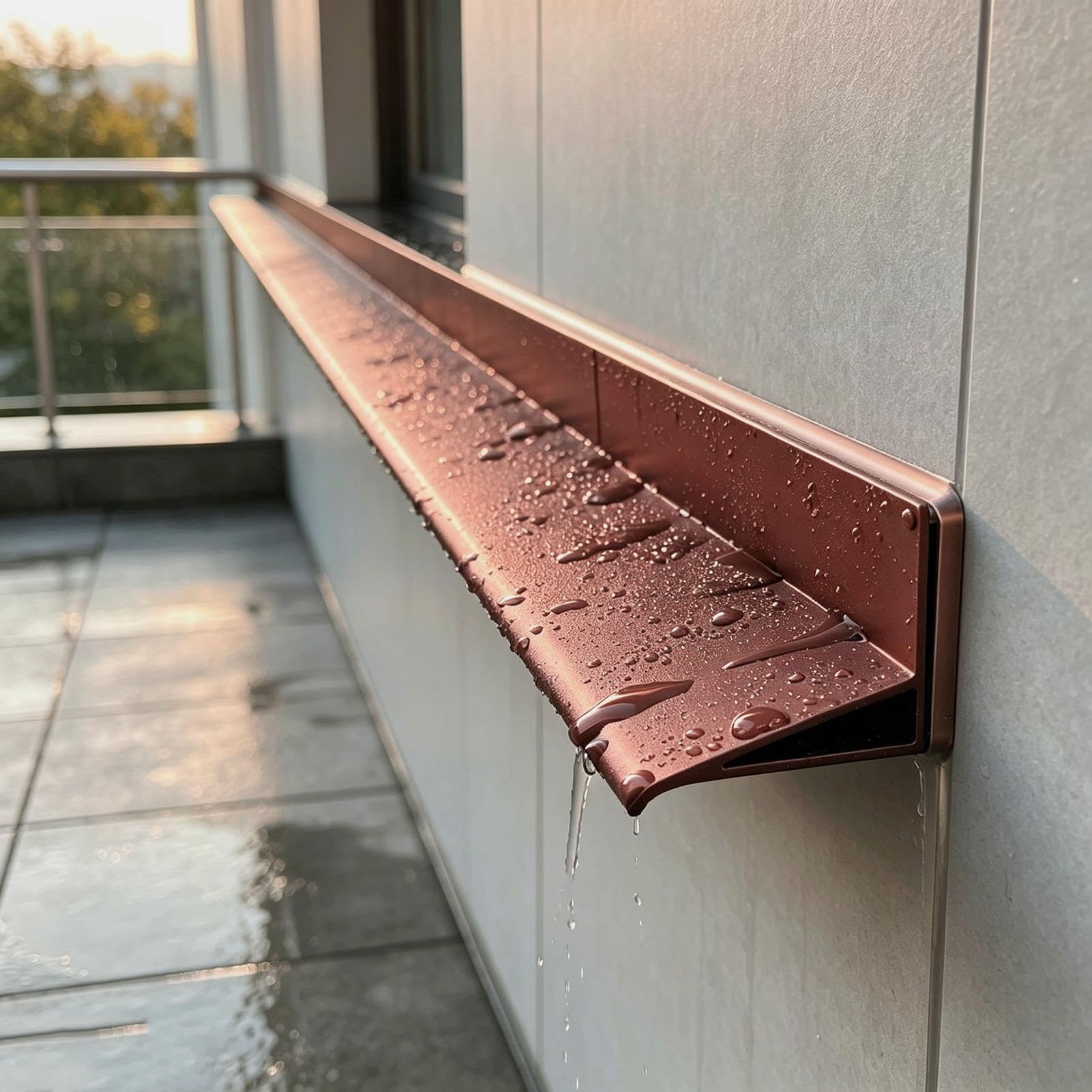Vierteaguas Muro Exterior Desviador de Lluvia para Tejados Metálicos