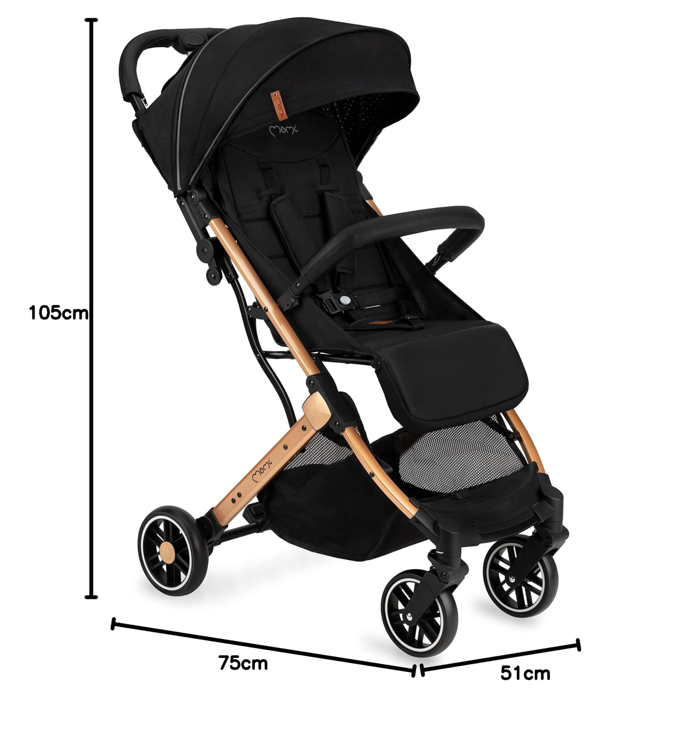 MoMi ESTELLE Reise Buggy Klein Zusammenklappbar Kinderwagen bis 15kg ab 6 Monaten Liegefunktion Leicht 7,5kg 5-Punkt-Sicherheitsgurt
