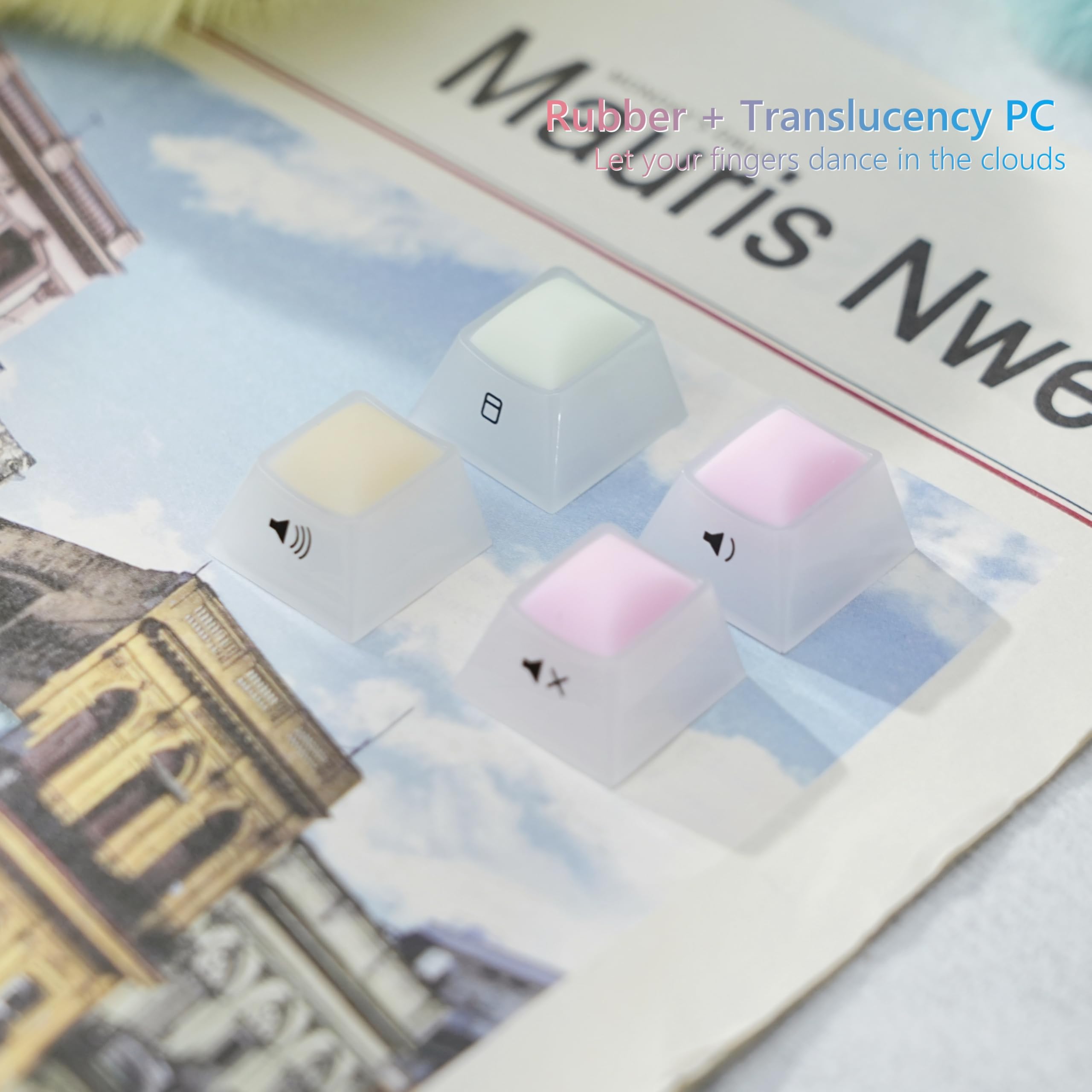 Womier Keycaps Keyboard for Long Nails, Clear Jelly Keycaps 60 75