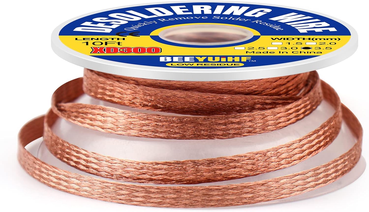 BEEYUIHF 3M/10ft 3.5mm Desoldering Wick Braid, Solder Wick Braid with Flux, Noclean Solder