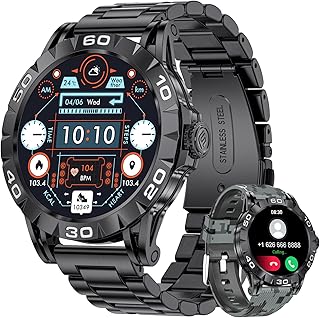 LIGE 46mm Smart Watch with Metal Band for Men, Smartwatch with Heart Rate, Blood Oxygen, Sleep Monitor, IP67 Waterproof, Bluetooth Calls, 100+ Sports Modes Fitness Tracker Watch for Android iOS, Black