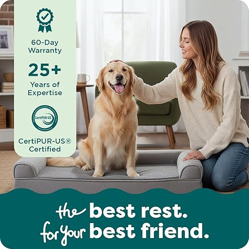 Miniatura 9 de Furhaven Cama ortopédica de espuma para perros, de pelo sintético y terciopelo, con diseño de caja de huevos, color salvia oscura, talla M