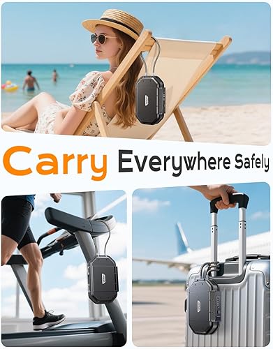 Miniatura 7 de Caja de seguridad portátil de viaje, impermeable y duradera, combinación de 4 dígitos, antirrobo, caja de seguridad personal con cable de acero