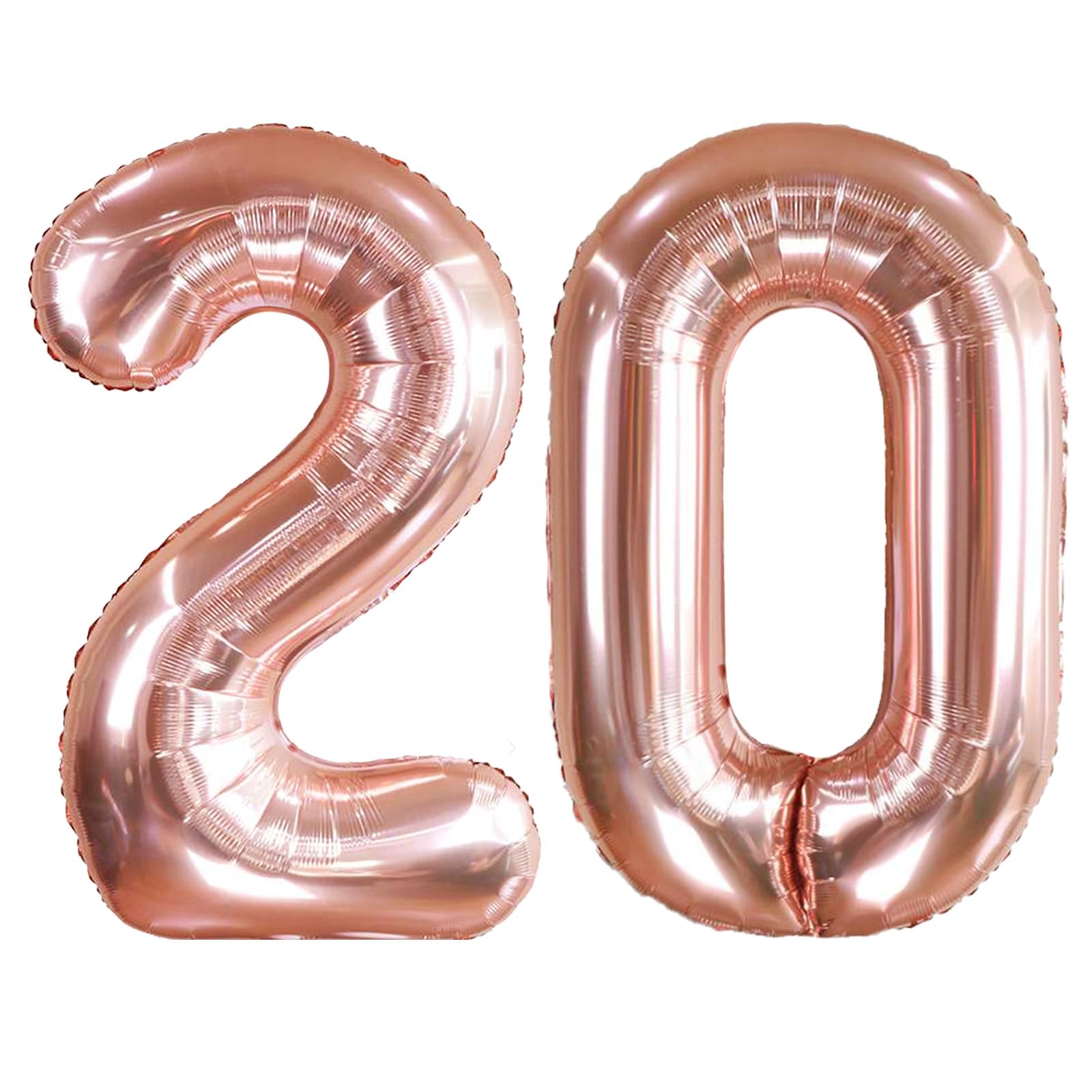Rose Gold Number 20 Balloons: 40 Inch Large Foil Number Balloons Giant Helium Balloon Age 0-60 Big Mylar Balloon for Kids Girl 0 Birthday Party Baby Shower Party Decorations