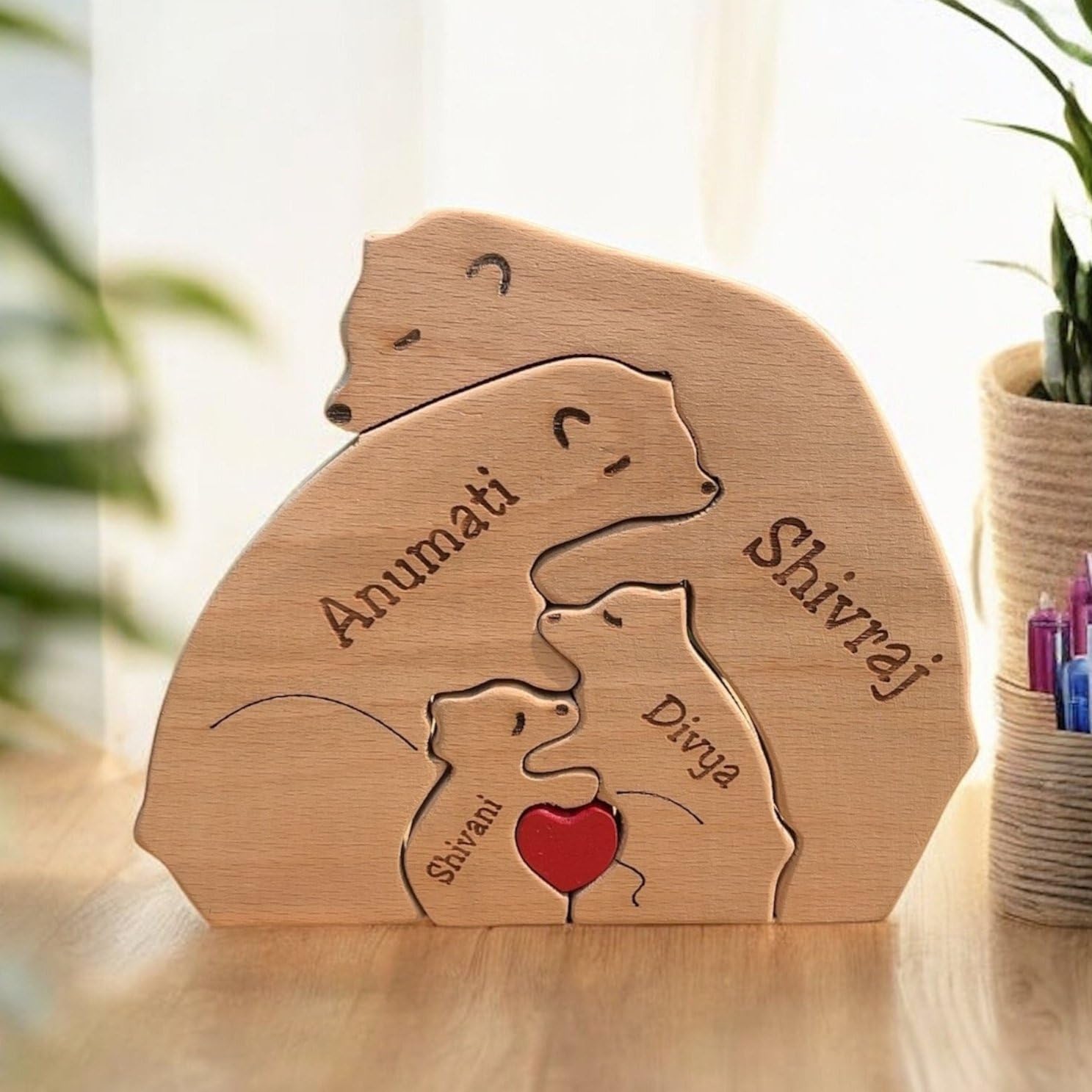 all ages Personalized Bear Family Wooden Puzzle | Custom Family Name Puzzle for Home Decor | Ideal for Weddings, Anniversaries, Birthdays, and Cherishing Family Bonds Gift (2 Bears)-image-23