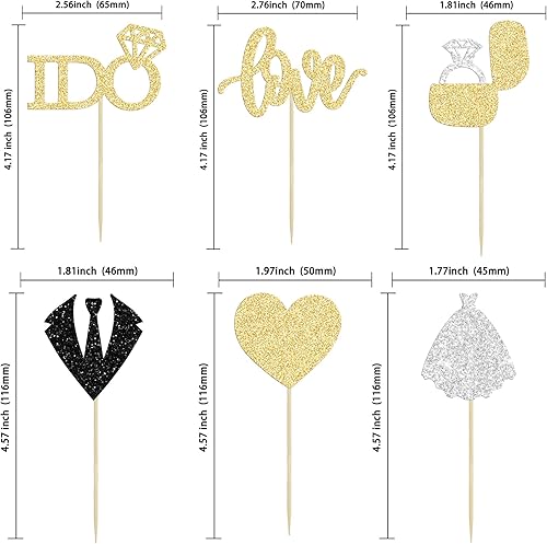 Miniatura 2 de 24 adornos para cupcakes de boda Love I Do - Anillo de vestido de corazón para tartas, decoraciones para despedidas de soltera, bodas, compromisos,