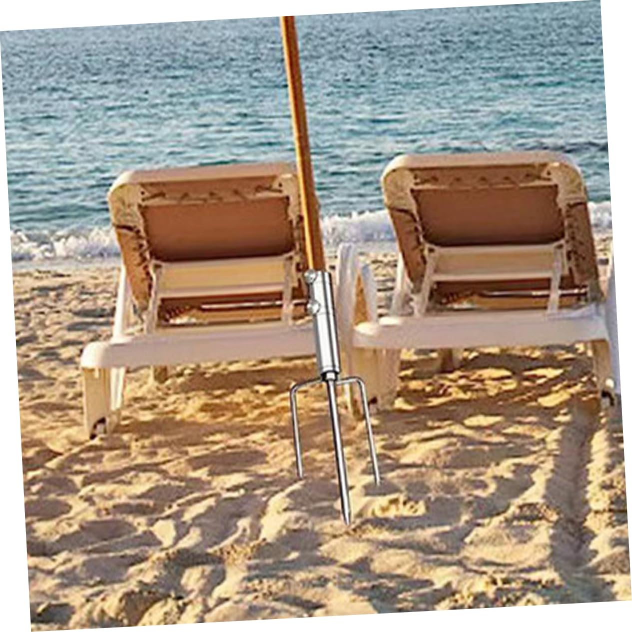 Mipcase Beach Umbrella Sand Anchor Portable Holder for Fishing Easy Install Umbrella Base Screw for Beach Awnings and More