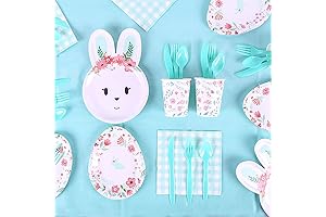 KEPATO Bunny Easter Tableware Set for 16 Guests