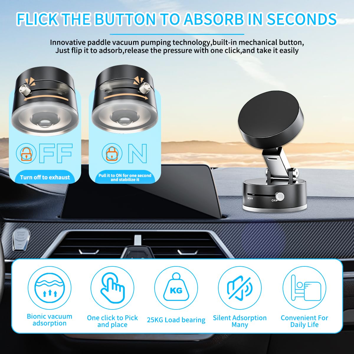 ivoler Porta Cellulare Auto Magnetico [2 Pezzi] Supporto Smartphone per Auto, 360 Gradi di Rotazione Universale Porta Telefono Auto per Phone 11 / X / 8/7, Xiaomi, Huawei -Argento