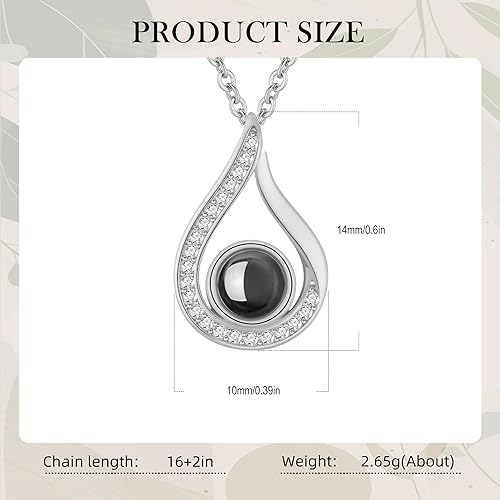 Vista 4 de Collar de plata de ley con foto Collar de proyección personalizada con foto oculta