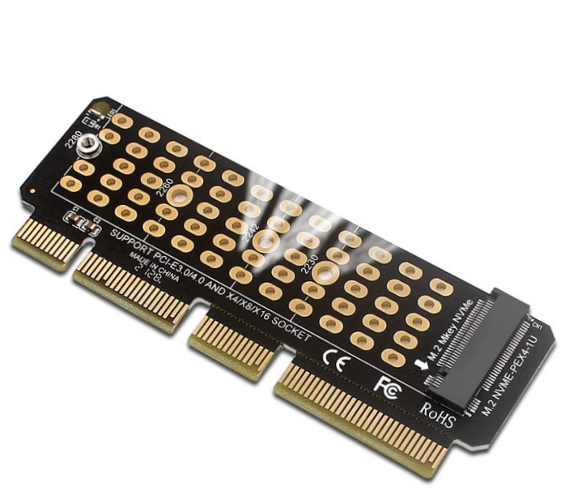 suckoo Computer Motherboard PCIE 4X 8X 16X to NVME M-Key M.2 PCIE 4.0 3.0 SSD Hard Disk High Speed Expansion Card Adapter Upgrade Converter Support 1U Server Black