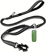 Vista 8 de Correa para perros grandes y medianos resistente, correas elásticas para perros con soporte para bolsa de excrementos y cinturón de seguridad