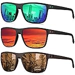KALIYADI Polarized Sunglasses Men, Lightweight Mens Sunglasses Polarized UV Protection Driving Fishing Golf (Green/Red/Brown)