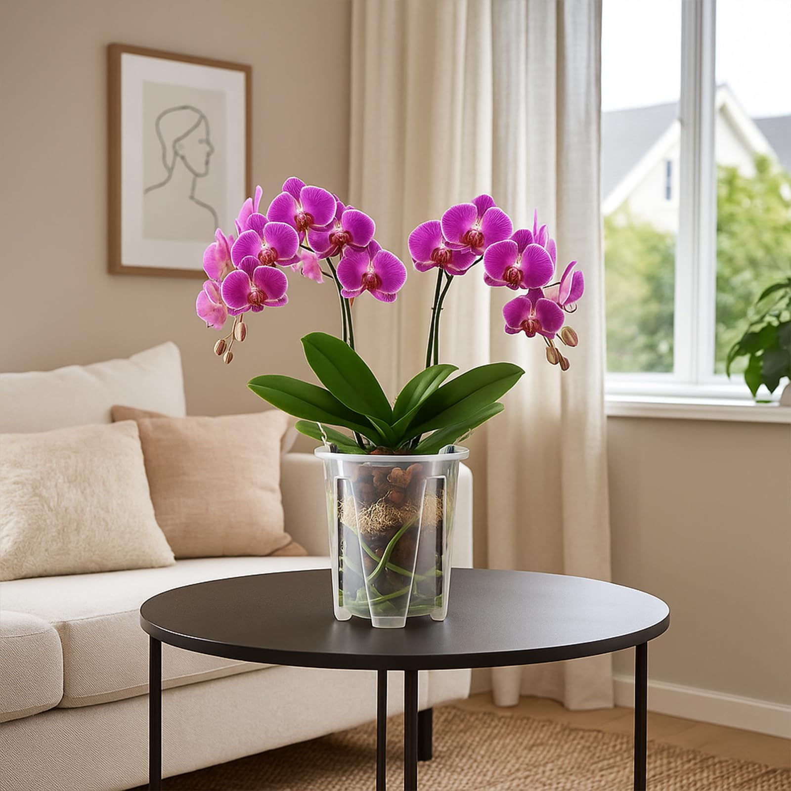Lot de 6 pots à orchidée transparents avec trous de drainage (12, 12 pouces)