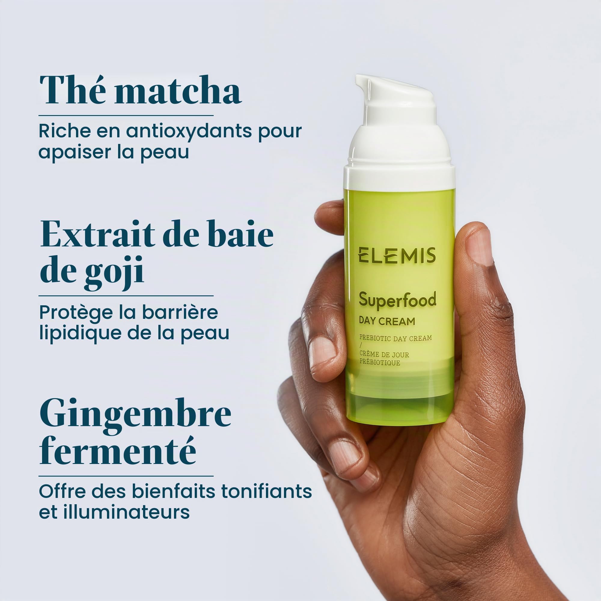 ELEMIS Crème de jour prébiotique aux superalimets pour reconstituer, hydrater et protéger, crème de visage pour un éclat radieux et frais, hydratant quotidien léger de visage, 50 ml