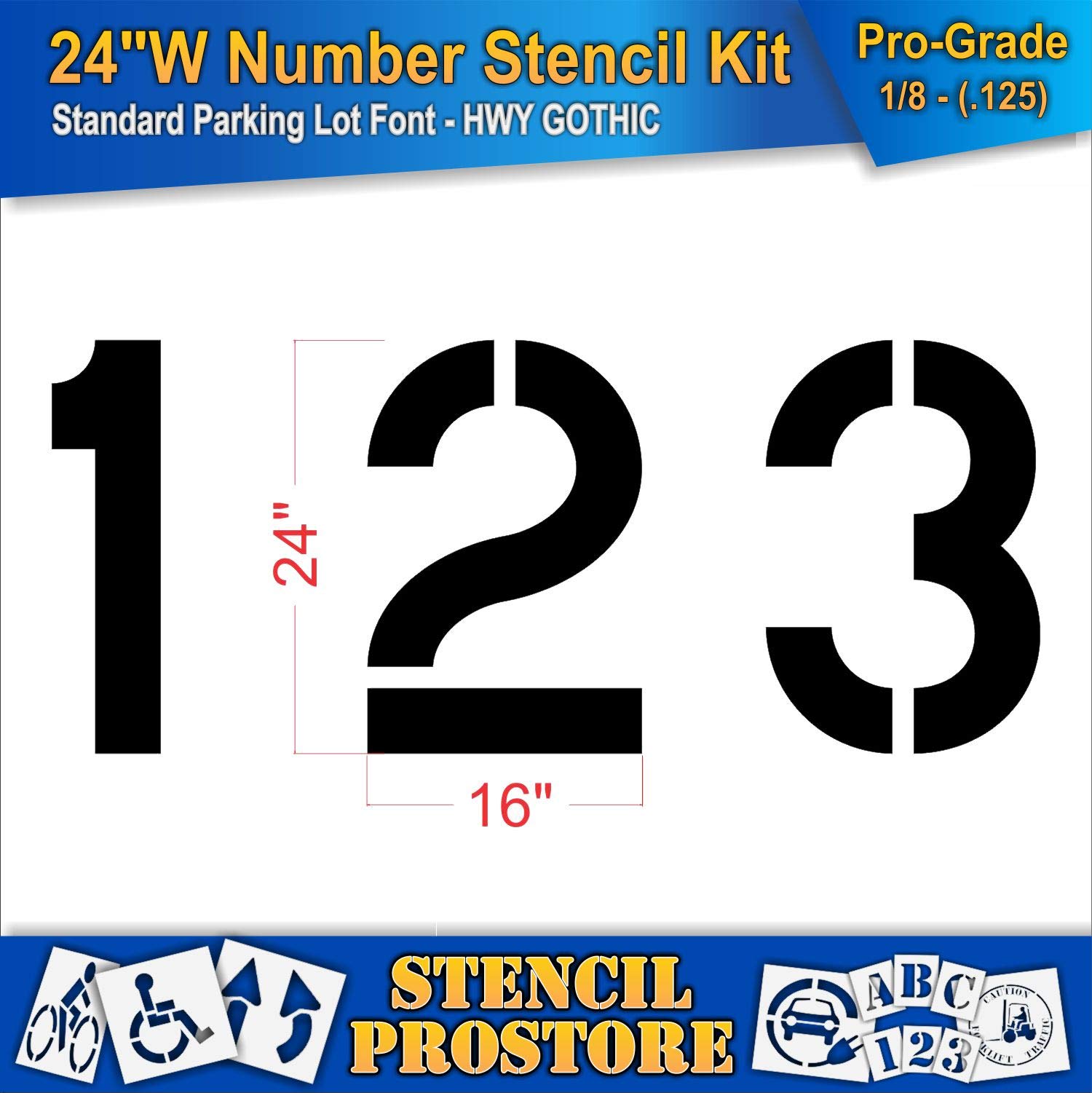 Snapklik.com : Pavement Stencils - 24 Inch - NUMBER KIT STENCIL SET