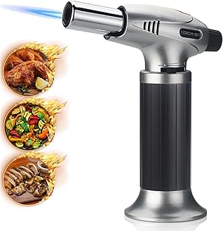 Blow Torch, Cooks Kitchen Blow Torch Lighter with Safety Lock & Adjustable Flame, Fits All Butane Tanks, Perfect for Desserts, Creme Brulee, BBQ and Baking-Butane Gas Not Included