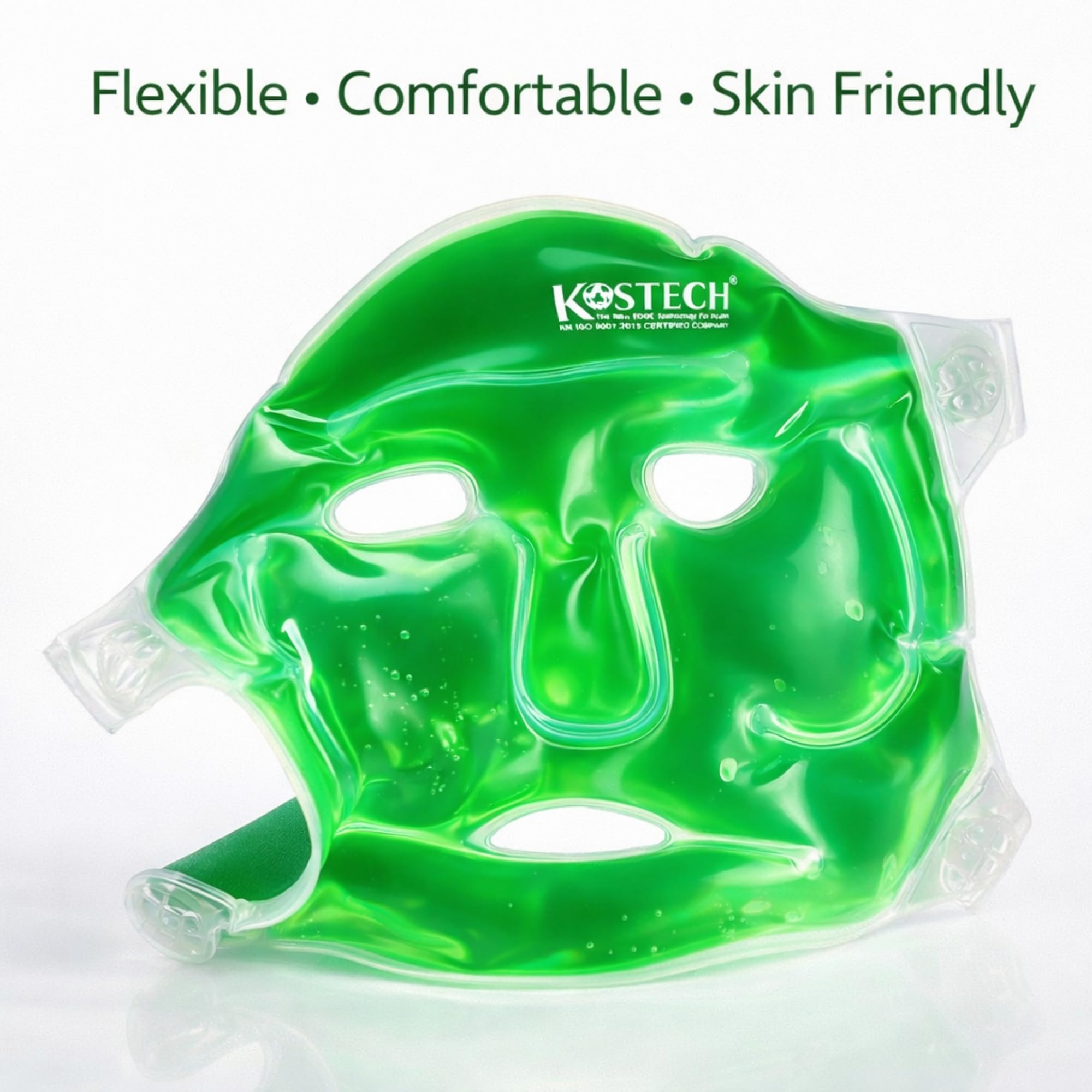 Kostech Aloe Vera Cooling Gel Face & Eye Mask | Reusable Hot & Cold Therapy for Dark Circles, Puffy Eyes & Skin Care | Reduces Swelling, Acne Redness & Headache | Adjustable Strap for Men & Women (Aloe Vera Coolling Face Mask, Pack of 1) — Amazon image 4