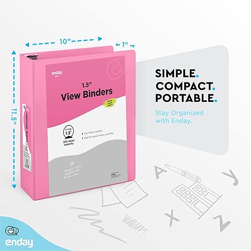 Vista 47 de Carpeta de 3 anillos de 1 pulgada, cubierta transparente de 1 pulgada con 2 bolsillos interiores, carpetas de anillos redondos de colores, en gris