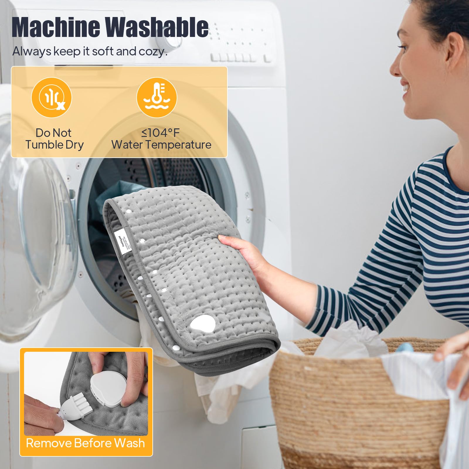 100 * 50 cm Termoforo Elettrico Extra Grande, 12 Impostazioni del Timer, 25~55° di Temperatura, Matrimoniale per Alleviare il Dolore Muscolare Lombare,Addome, Collo, Spalla