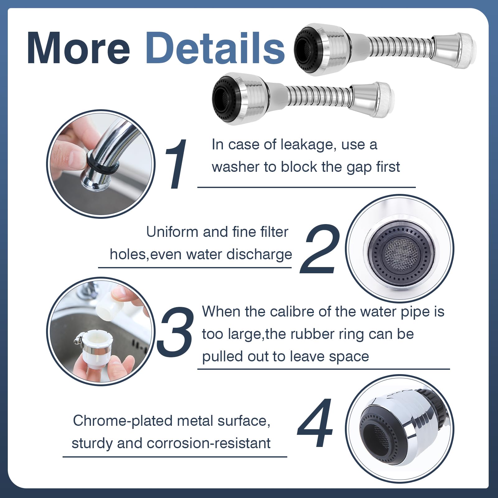 VEGCOO 3Pcs Aireador Grifo Cocina, Alargador Grifo Giratorio 360°, Adaptador Grifo Cocina, Grifo de Ahorro de Agua Extensor Grifo para Cocina y Baño