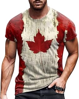 2023 Men 1st July Canada Day Patriotic Shirts Fashion Short Sleeve T-Shirt Maple Leaves Flag Graphic Muscle Tees