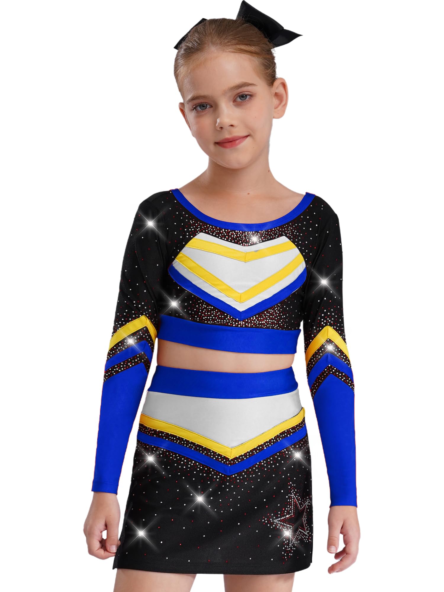 Costume de pompom girl pour filles bleu uniforme meneuse de grève vêtement chantier 5-6 ans - 6