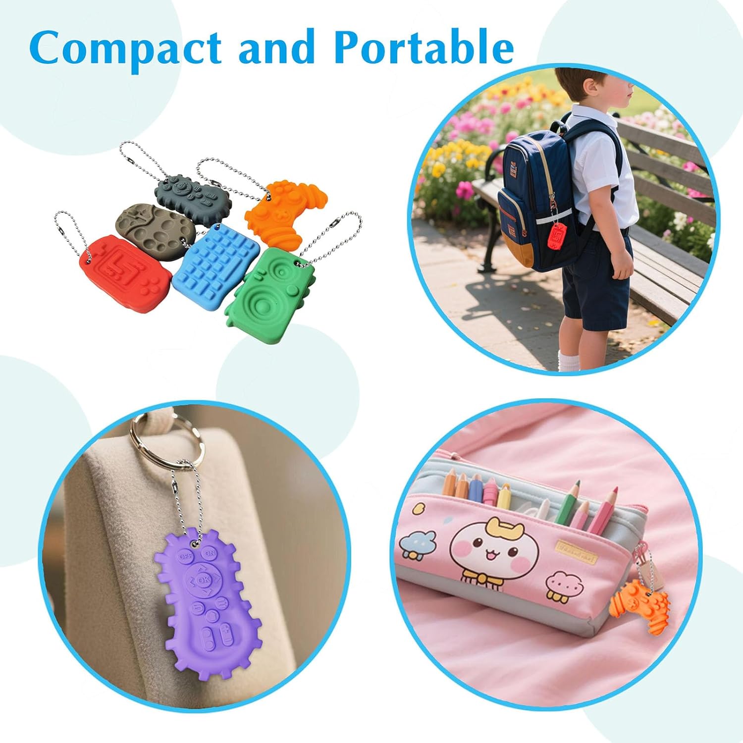 6Pcs Silicone Sensory Toys Set,Quiet Fidget Toys for Kids and Adults,Gamepad Texture Worry Stone for Calming,Fidget Stress Toys for Anxiety Relief-ADHD,Classroom Rewards,Party Favors