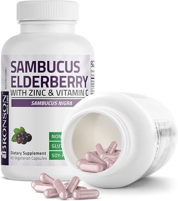 Bronson Elderberry with Zinc & Vitamin C Triple Immune Support, 60 Capsules