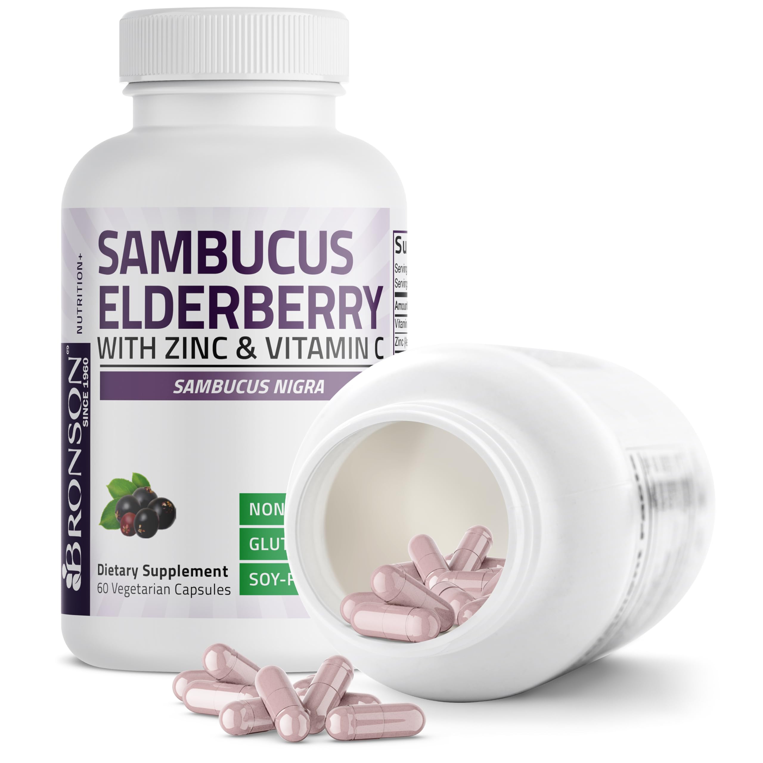 Bronson Elderberry with Zinc & Vitamin C Triple Immune Support, 60 Capsules — Amazon image 4